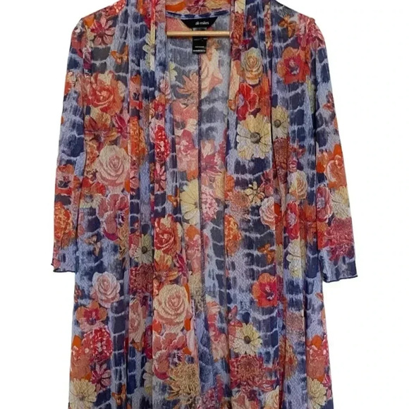 Ali Miles Womens Floral Long Sleeve Open Duster - Picture 8 of 8